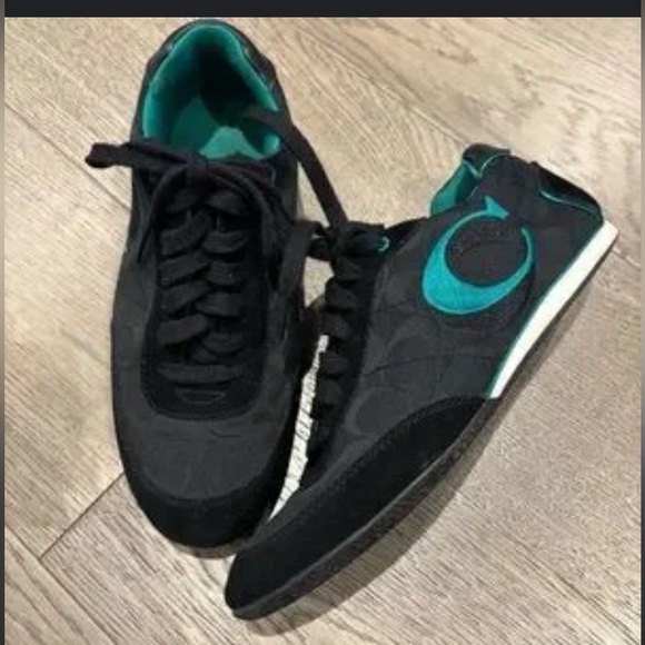 Coach Black and Teal Sole Sneakers - Picture 3 of 8